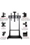 Rolling TV Stand – Adjustable Height Cart for 32-75 Inch Flat & Curved Screens, with Shelf, Black - 4