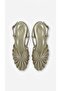 Somex Women's Shiny Leather Hellenistic Design Interlocking Strap Flat Sole Round Toe Flexible Side and Front Window Detail Casual Comfortable Stylish Sandals - 4