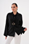 Modal Woven Shirt with Back Belt Fastening and Front Buckle Detail - 4