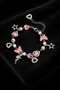 Pink Butterfly Figured Pearl Detailed Charm Bracelet - 6