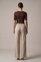 Women's Trousers Palazzo Pants Flowy Fit Loose Waist Elastic Waistband Summer Trousers Wide Leg Beige Fabric - 4