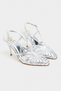 Eryu Silver Metallic Open Toe Detailed Caged Women's Heeled Shoes - 4