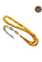 Yellow Moire Silver Tasseled Capsule Cut Crimped Amber Prayer Beads 201025683