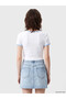 White Crew Neck T-Shirt with Stitch and Angel Print for Women - 4