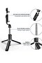Portable Selfie Stick Tripod with Light with Detachable Bluetooth Remote,41 Inch Extendable Tripod - 2