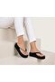 Luna Black Stone Platform Handcrafted Special Design Non-Painful Flip-Flops Women's Summer Slippers 4.5 cm - 4