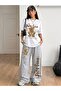 Unisex Pure Love Bear Printed Oversize Tshirt and Baggy Sweatpants - Summer Two-Piece Tracksuit Set