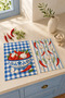 Marin Fish and Cutlery Blue Checkered Marine Themed Modern Mediterranean 2-Piece Kitchen Towel Set 35X55 - 6