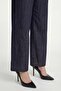 Women's Navy Blue Summer Denim Trousers with Elastic Waist and Accessories - 3