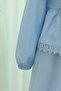 Lace Detailed Tie-Front Strawberry Fabric Pants Two-Piece Set - Baby Blue - 2