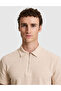 Dark Beige Slim Fit Zippered Polo Collar T-Shirt 50321152-Vr088 - 2