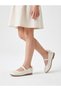Stylish Girls' Ballet Flats with Cream Color Leather Back Bow and Orthopedic Non-Slip Soles - 6