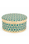 Handwoven Round Bamboo Rattan Storage Box with Lid | Geometric Patterned Decorative Basket | 25 cm - 5