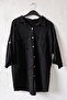 Black Shirt Collar 3/4 Sleeve Buttoned Pocket Embroidered Star Appliqué Casual Cotton Woven Shirt 75 65 - 2