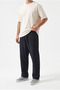 Men's Elastic Waist Woven Baggy Trousers Black - 2