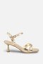 Roise Gold Metallic Thin Medium Heeled Women's Sandals - Strappy Summer Evening Dress Shoes - 5