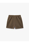 Basic Shorts with Lace-Up Cotton Blend Texture at the Waist - 2