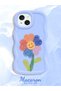 iPhone 15 Compatible Case Camera Protector Blue Silicone Couple Phone Case Floral Pattern - 2