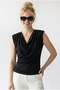 2133 Women's Padded Collar Slim Fit Sleeveless Blouse Black
