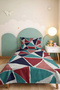 Geometric Turquoise Young Room Single Pique Set - Modern Burgundy 160X220 cm Quilted Bedspread - 5