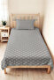 Gray Geometric Modern Young Room Single Pique Set-Nordic 160X220 cm Quilted Bedspread - 4