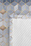 Blue Geometric Modern Young Room Single Pique Set - Gold Gray Quilted 160X220 cm Bedspread - 7