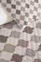 Gray Geometric Modern Young Room Single Pique Set-Mink Ecru 160X220 cm Quilted Bedspread - 3