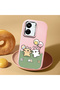 Poco C65 Compatible Case Camera Protector Pink Silicone Couple Phone Case with Line Pattern - 2