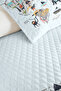 Animal Map Blue Children's Room Single Pique Set - Pastel Gray World 160X220 cm Bedspread - 3