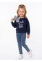 Bottom Top-Long Sleeve-Ribbon and Embroidery Detailed Denim Set 2-Piece-Girls-Pink Navy Blue - 2