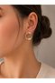 Women's Steel Arrow Design Zircon Stone Hoop Earrings - 2