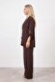 Loreen Button Detailed Jacket and Trousers Set-20778Tks - Brown - 3