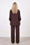 Loreen Button Detailed Jacket and Trousers Set-20778Tks - Brown - 4
