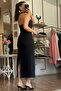 Black Halter Neck Midi Dress - 7