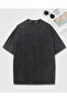 Black Washed Iron Thorn Printed Unisex Oversize T-Shirt - 2