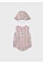 Newborn Baby Boy Striped Overalls and Hat Brown