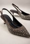 Women's Coffee Stone Open Back Evening Dress Shoes 5.5 cm Heel Comfortable Full Fit. - 7