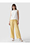 Yellow Elastic Waist Linen Blend Women's Trousers - 6