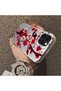 iPhone 13 Pro Max Compatible Silicone Edge Hard Back Case Couple Phone Case with Floral Pattern - 4