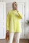 Asymmetrical Cut Tulle Voile Tunic with Embroidery Detail - Yellow