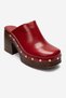Bellune Red Patent Leather Genuine Leather Women's Thick Heeled Slippers with Rivet Detail - 3