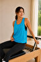 Women's Blue Backless Racerback Sports Tank Top - 2