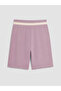 Özmarka New Season Lilac Elastic Waist Soft Touch Women's Shorts - 7
