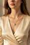 Stone-Encrusted Steel Necklace with Swan Wing Figure - 2