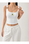 Women's Ring Detailed U-Neck Crop Tank Top with Straps Flexible Basic Summer Blouse