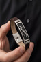 Men's Leather Bracelet Brown Leather Ataturk Signature Bracelet Steel Plate Bracelet - 3