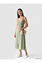 Lcw Everyday Green V-Neck Drawstring Dress
