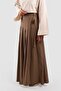 Pile Detailed Linen Trouser Skirt Brown - 4