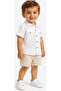 Boy's Button Closure Ecru Color Shirt with Pocket Model - 2