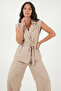 Double-Breasted Collar Tie Detail Wide Leg Suit Set 5866393 - 3